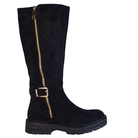 Europeon Union Women Black Chamois Boots #2252