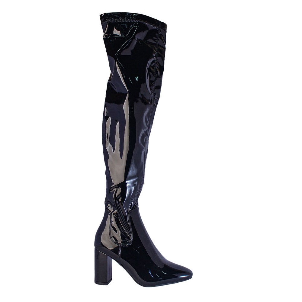 Europeon Union Women Black Vernis Leather Boots #2255