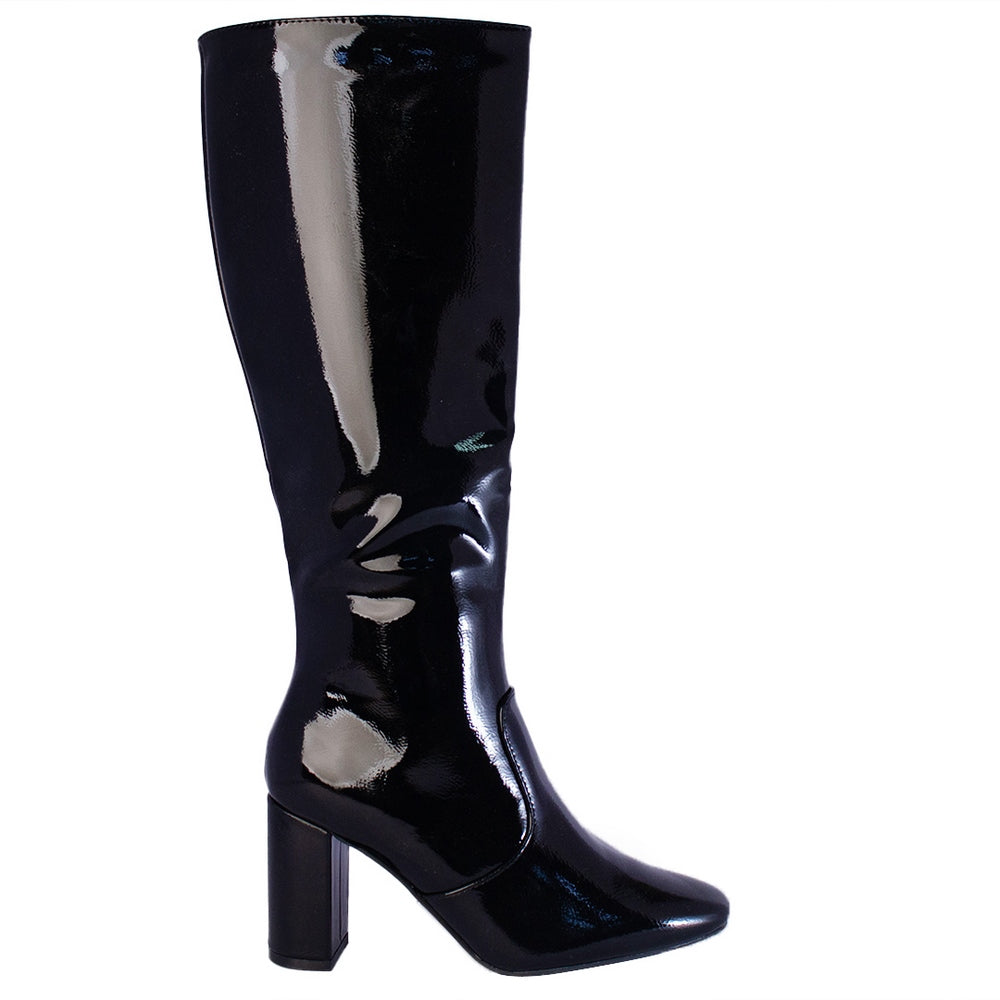 Europeon Union Women Black Vernis Leather Boots #2257