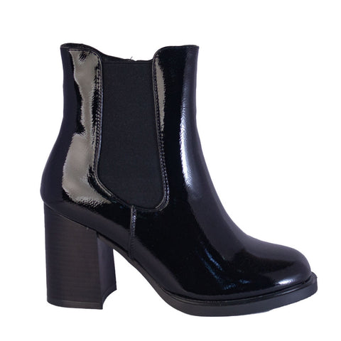 Europeon Union Women Black Vernis Leather Half Boot #2267