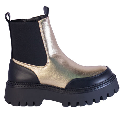 Europeon Union Women Gold Leather Half Boot #2285