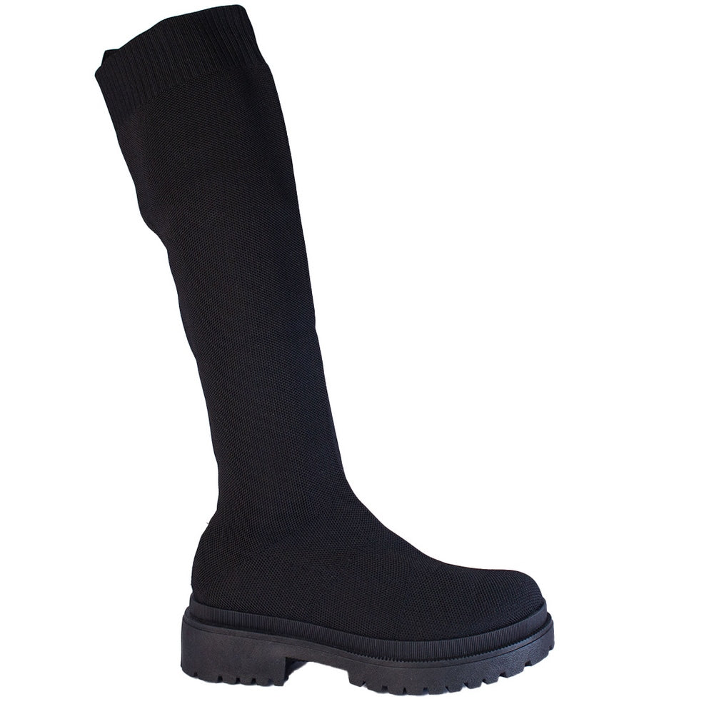 Europeon Union Women Black Cloth Boots #2288