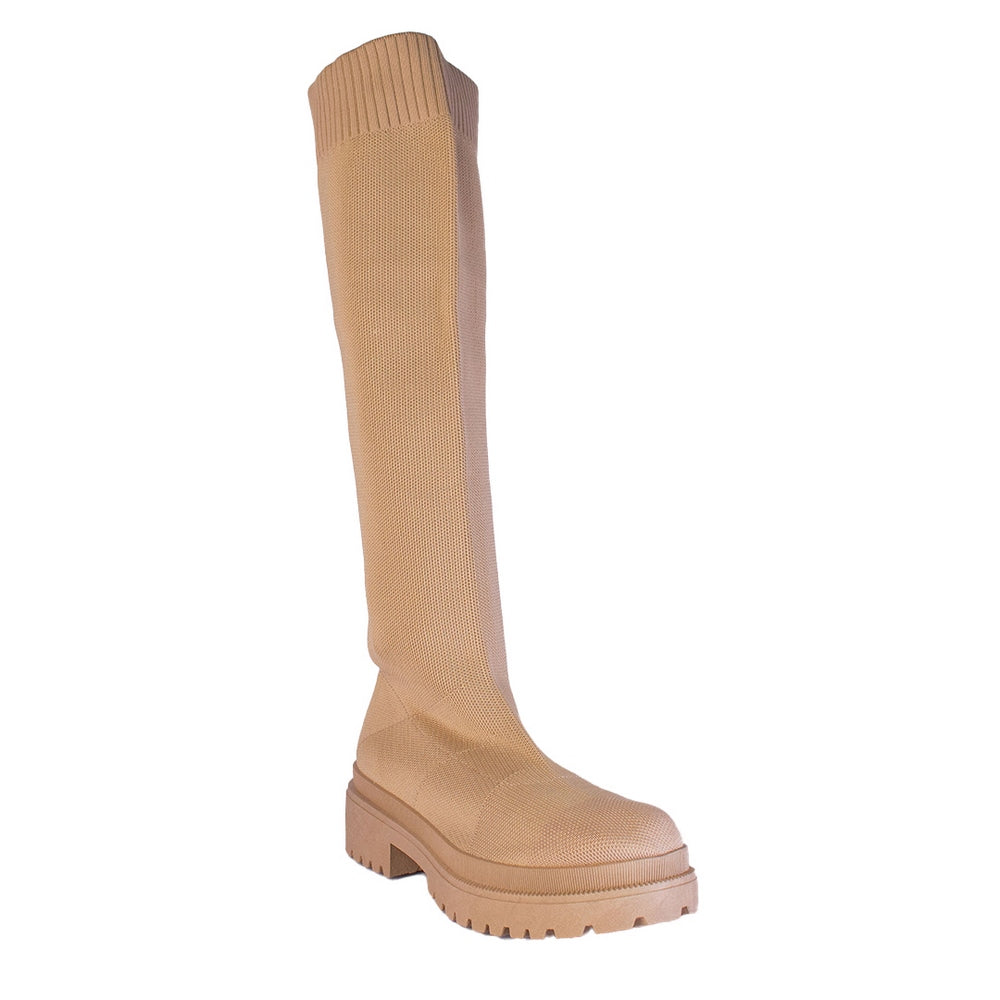 Europeon Union Women Beige Cloth Boots #2289