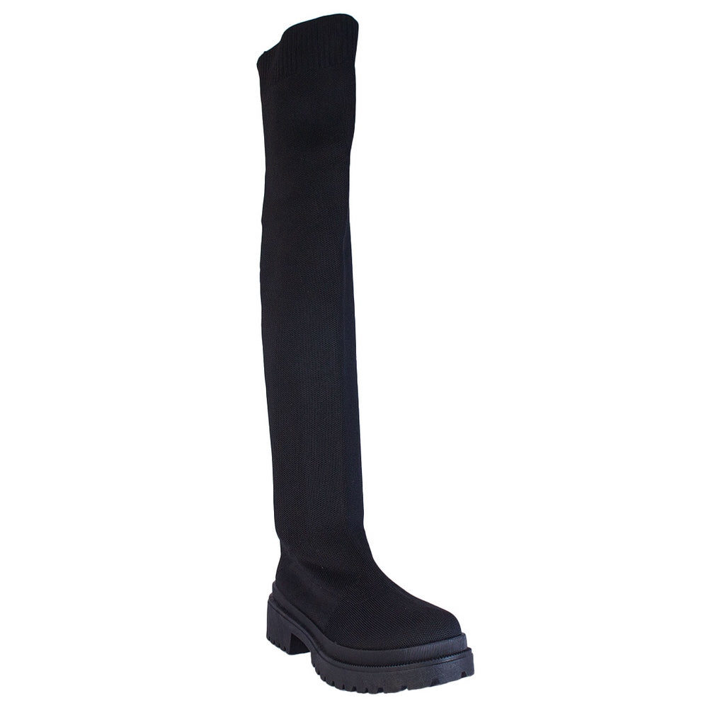 Europeon Union Women Black Cloth Boots #2290