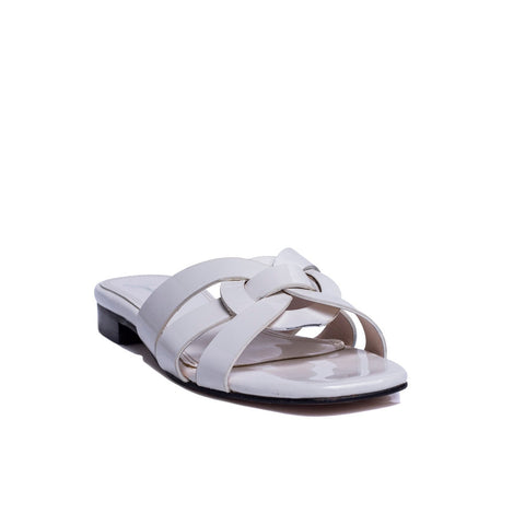 Turkish Women White Vernis Leather Slipper #0229