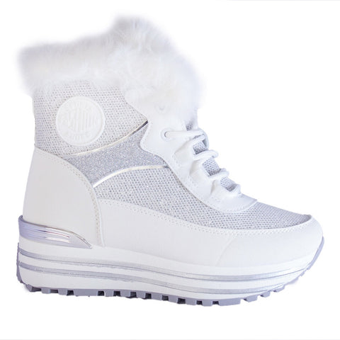 Europeon Union Women White Leather * Glitter Half Boot #2308