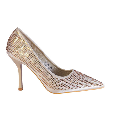 Europeon Union Women Gold Glitter Heels #2315
