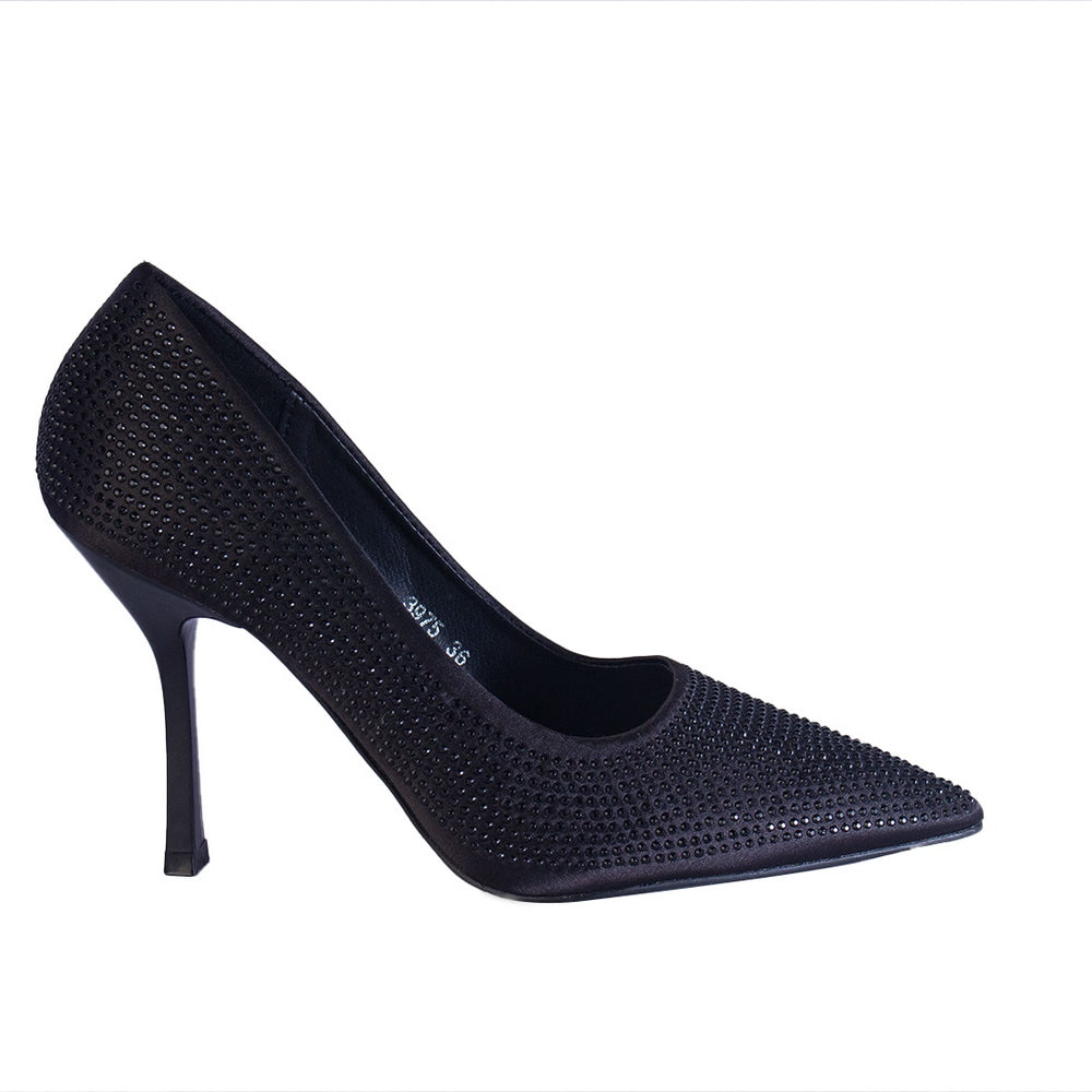 Europeon Union Women Black Glitter Heels #2316