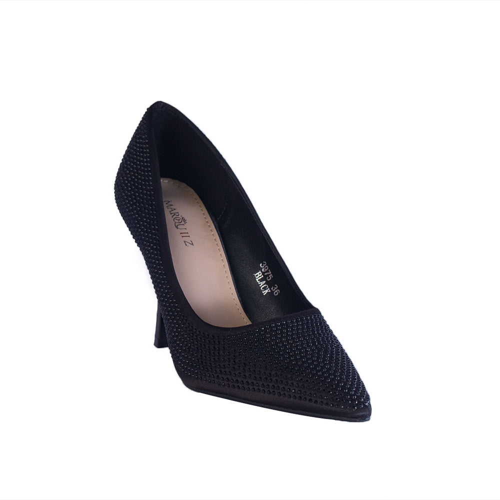 Europeon Union Women Black Glitter Heels #2316