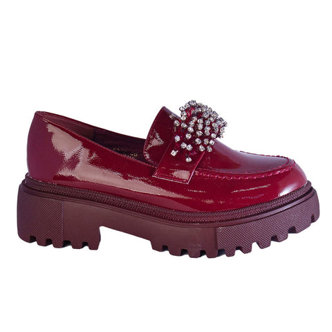 Europeon Union Women Maroon Vernis Leather Shoes #2320
