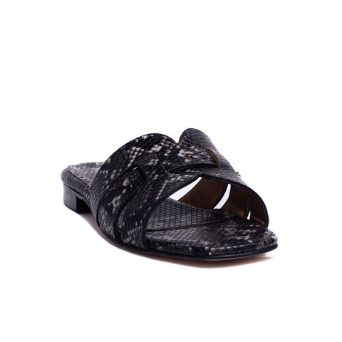 Turkish Women Black Leather Slipper #0235