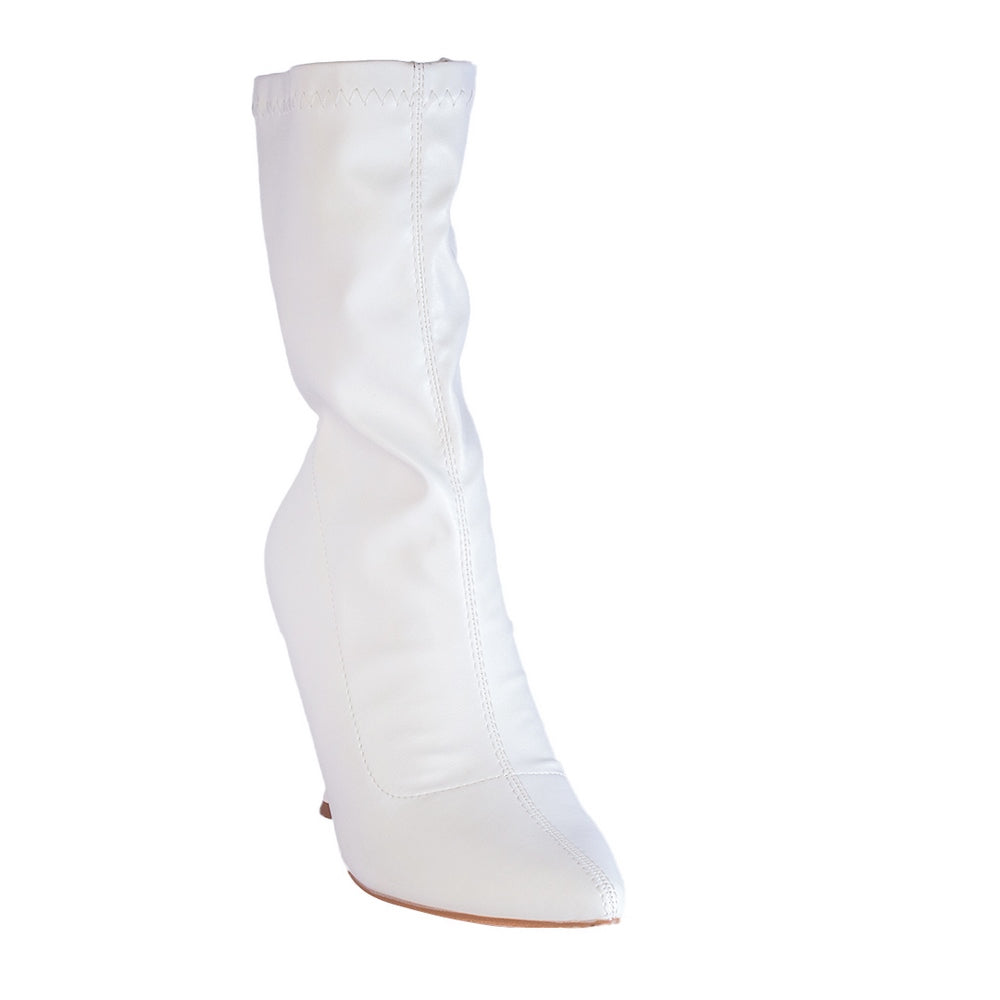 Europeon Union Women White Leather Half Boot #2363