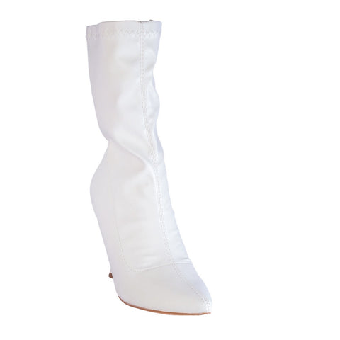Europeon Union Women White Leather Half Boot #2363