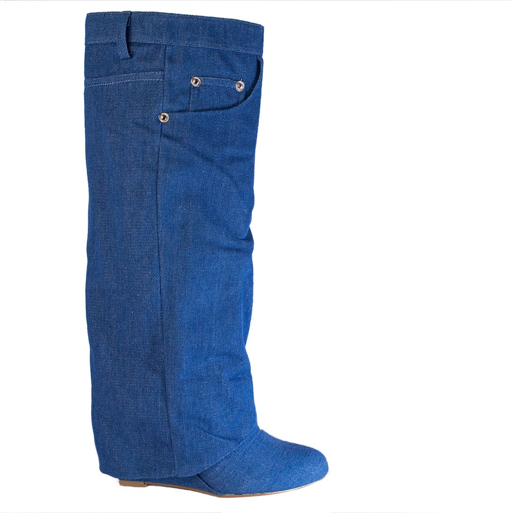 Europeon Union Women Blue Jeans Boots #2374