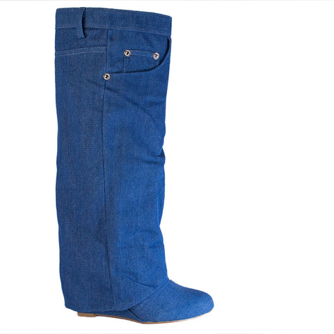 Europeon Union Women Blue Jeans Boots #2374