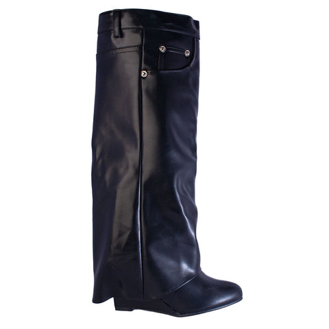 Europeon Union Women Black Leather Boots #2375