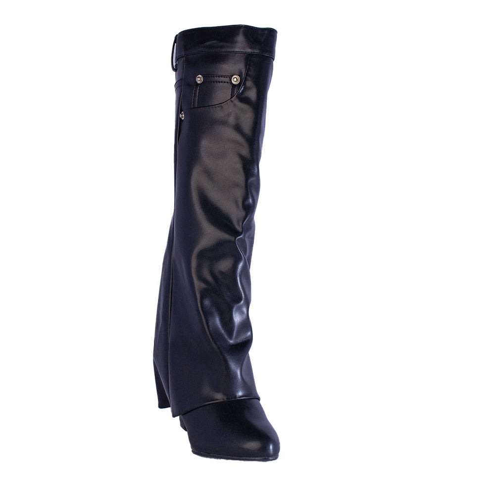 Europeon Union Women Black Leather Boots #2375