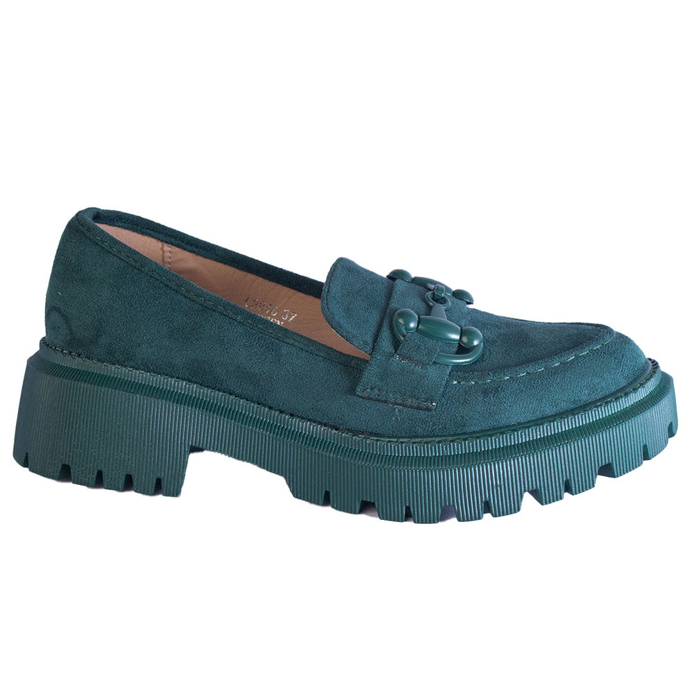 Europeon Union Women Green Chamois Shoes #2385