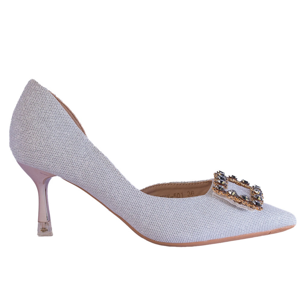 Europeon Union Women Silver Glitter Heels #2394
