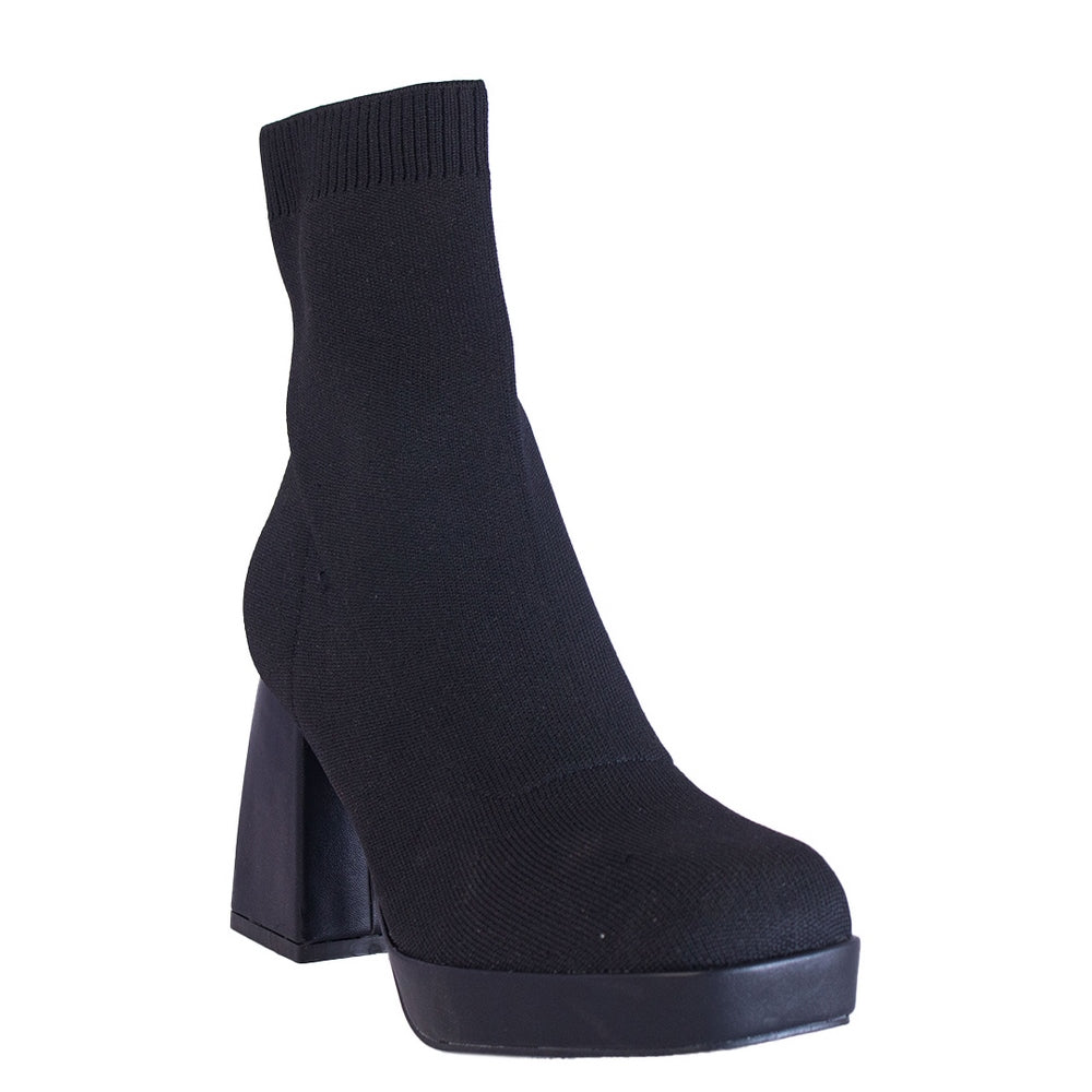 Europeon Union Women Black Cloth Half Boot #2440