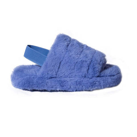 Europeon Union Women Light Blue Fur Slipper #2446