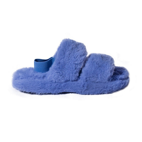 Europeon Union Women Light Blue Fur Slipper #2449