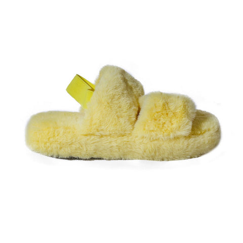 Europeon Union Women Yellow Fur Slipper #2452