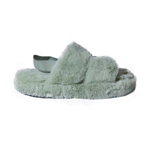 Europeon Union Women Green Fur Slipper #2453