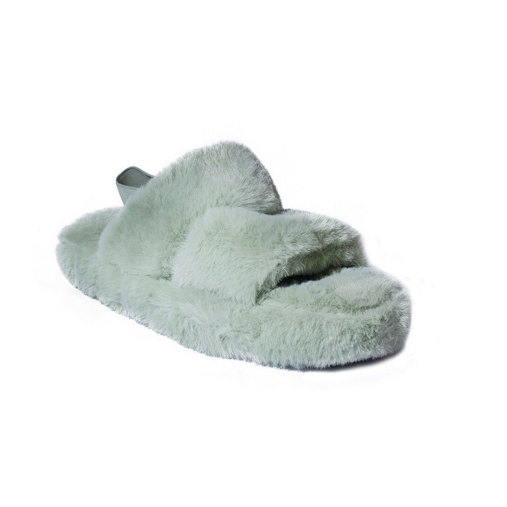 Europeon Union Women Green Fur Slipper #2453