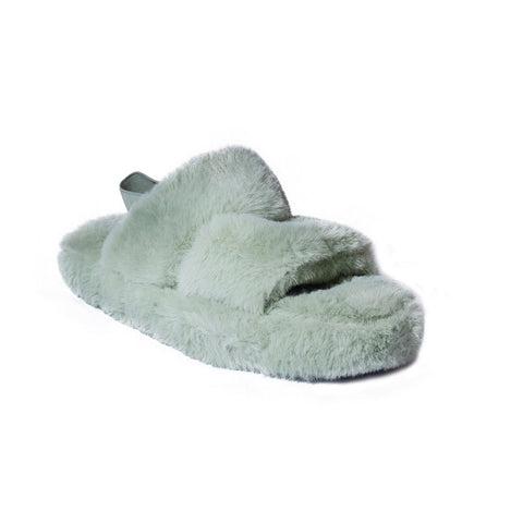 Europeon Union Women Green Fur Slipper #2453