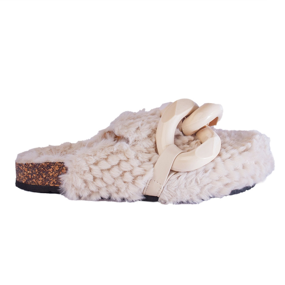 Europeon Union Women Beige Fur Slipper #2456