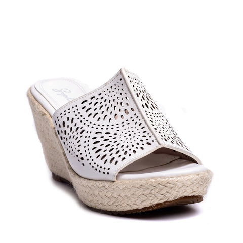 Turkish Women White Leather Wedges #0247