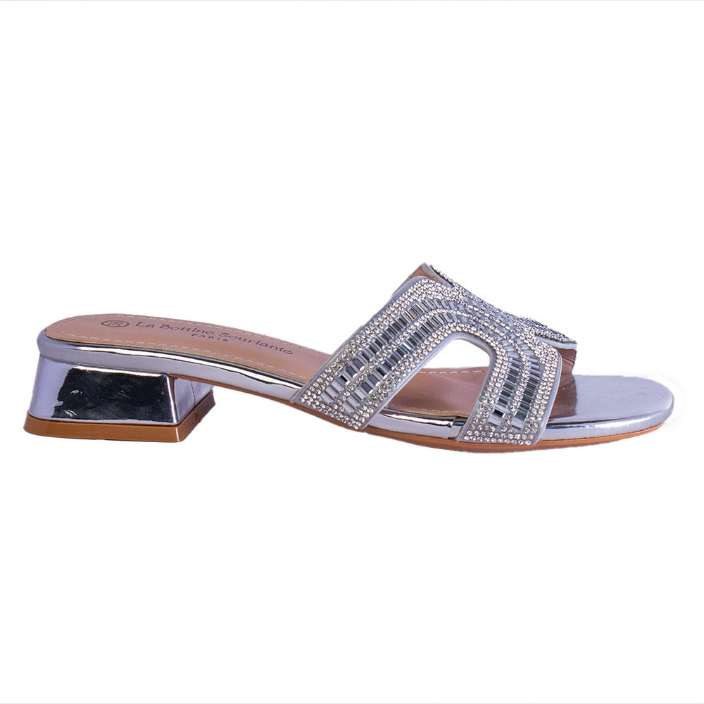 Europeon Union Women Silver Leather Slipper #2490