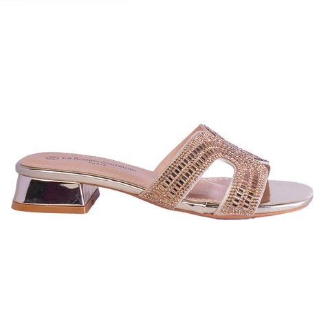 Europeon Union Women Gold Leather Slipper #2491