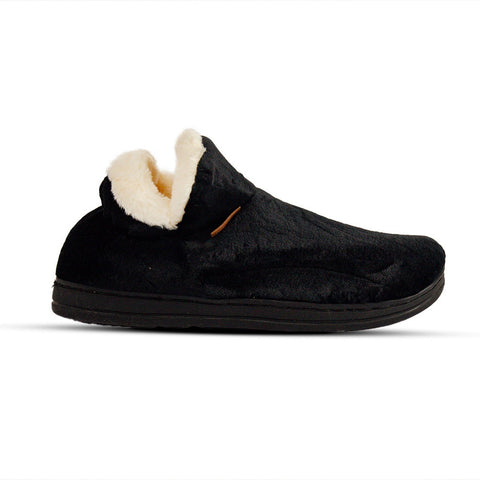 Europeon Union Women Black Fur Winter Slipper #2552