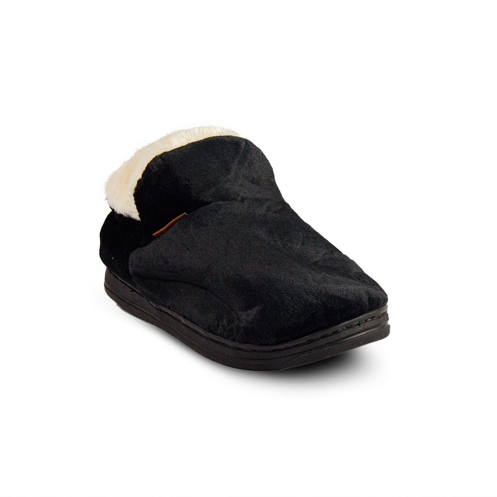 Europeon Union Women Black Fur Winter Slipper #2552