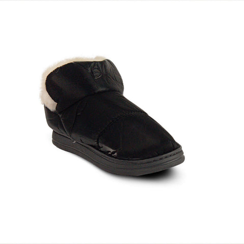 Europeon Union Women Black Fur Winter Slipper #2563