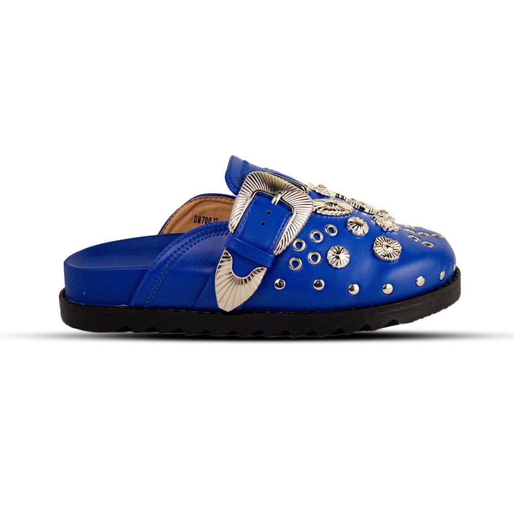 Europeon Union Women Blue Leather  Slipper #2572
