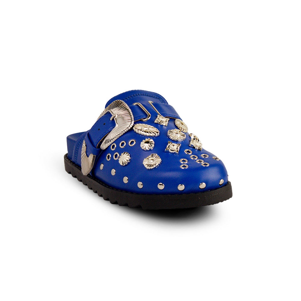 Europeon Union Women Blue Leather  Slipper #2572
