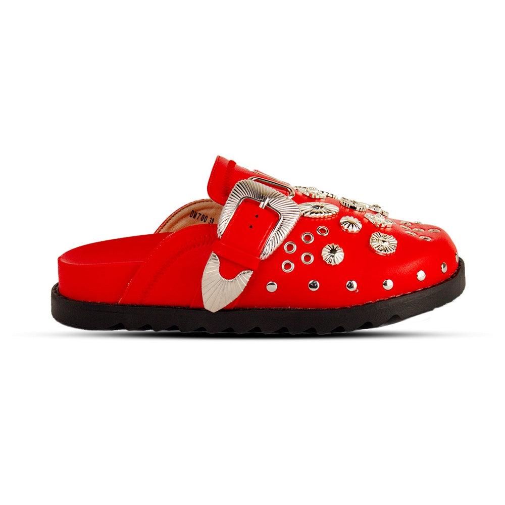 Europeon Union Women Red Leather  Slipper #2573