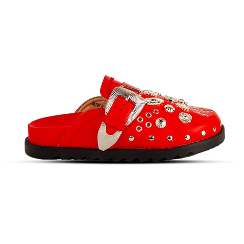 Europeon Union Women Red Leather  Slipper #2573
