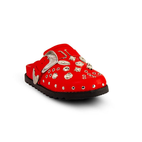 Europeon Union Women Red Leather  Slipper #2573