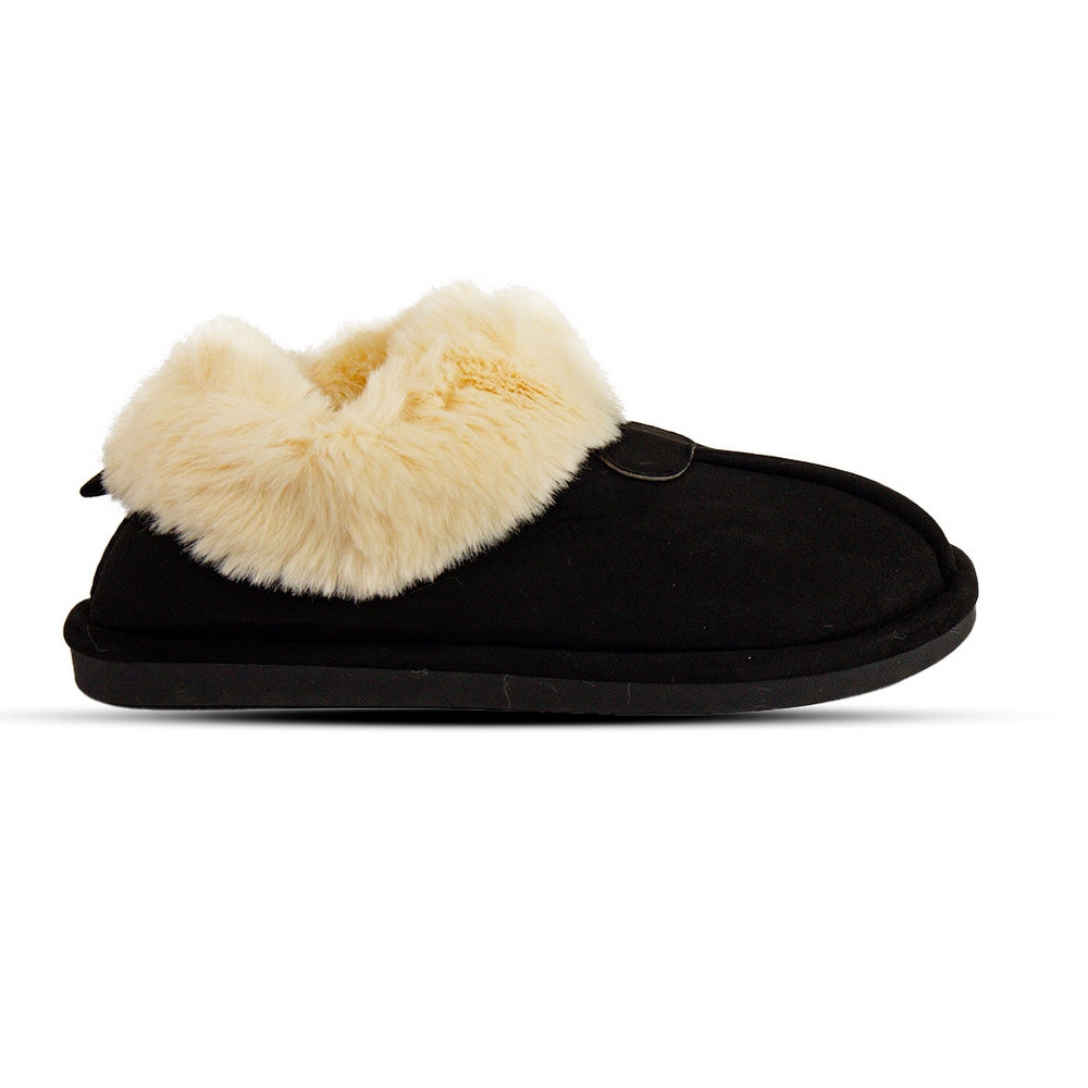 Europeon Union Women Black Fur Winter Slipper #2574