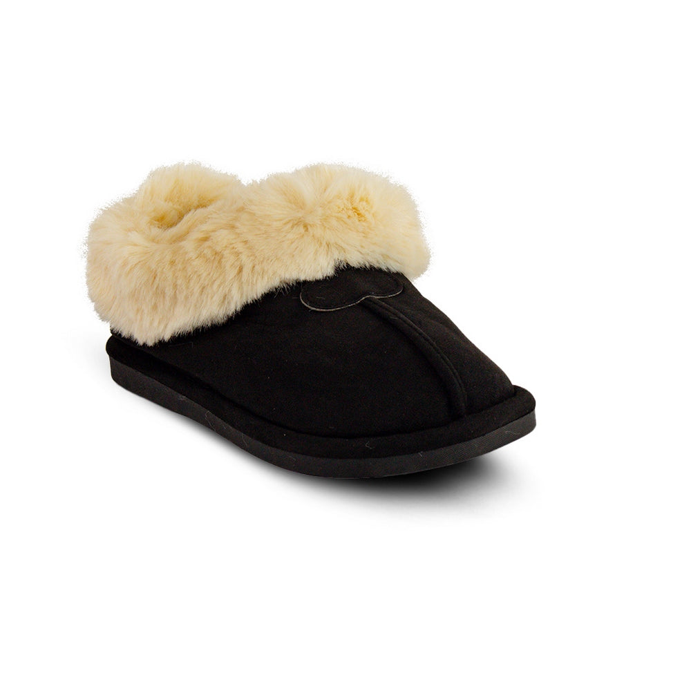 Europeon Union Women Black Fur Winter Slipper #2574