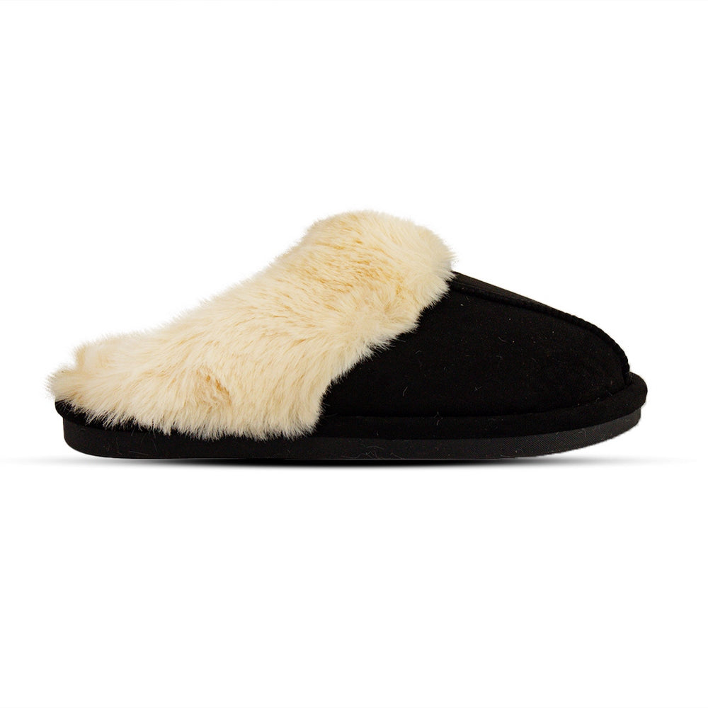 Europeon Union Women Black Fur Winter Slipper #2585