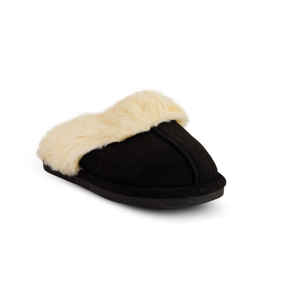 Europeon Union Women Black Fur Winter Slipper #2585