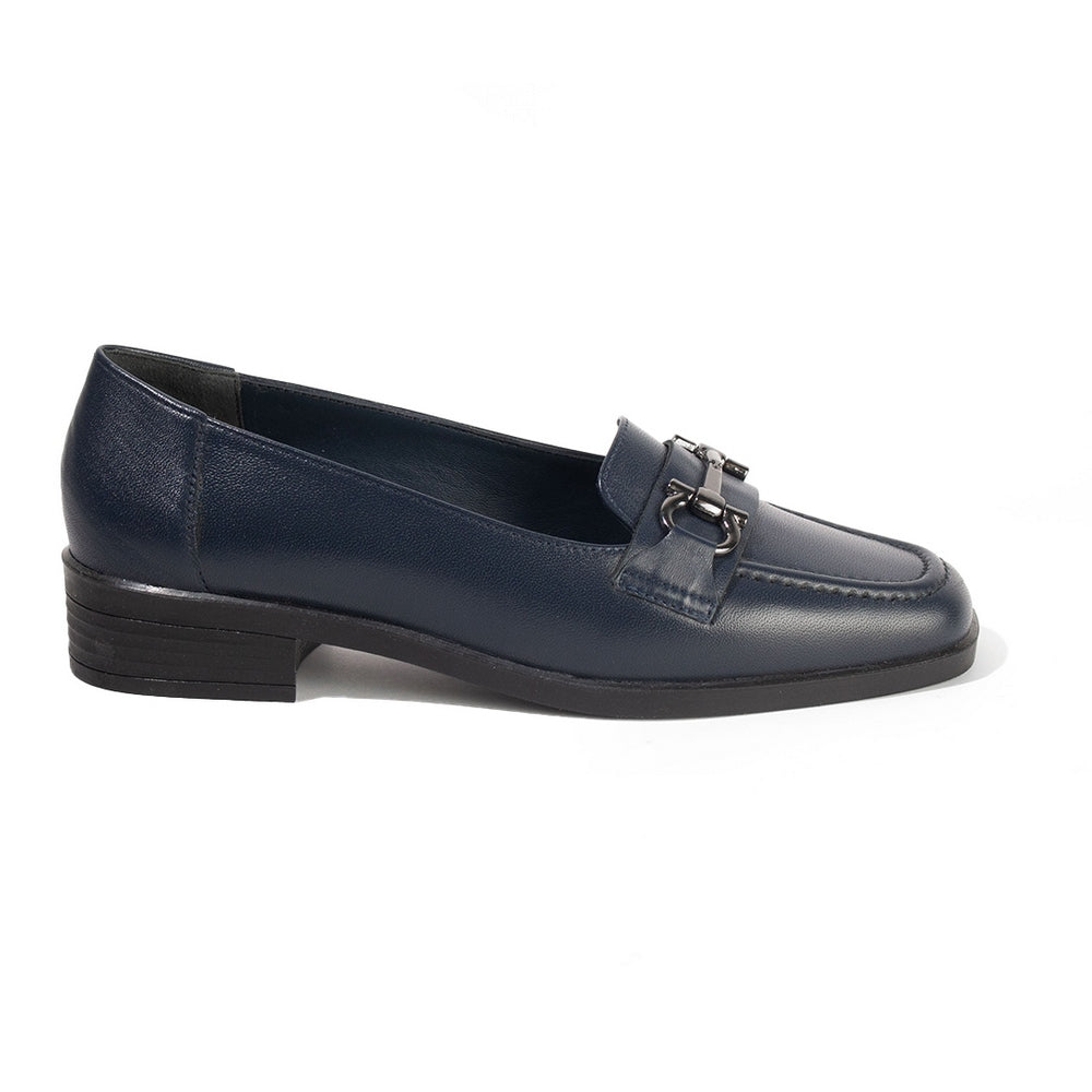 Women Dark Blue Leather Shoes #2590