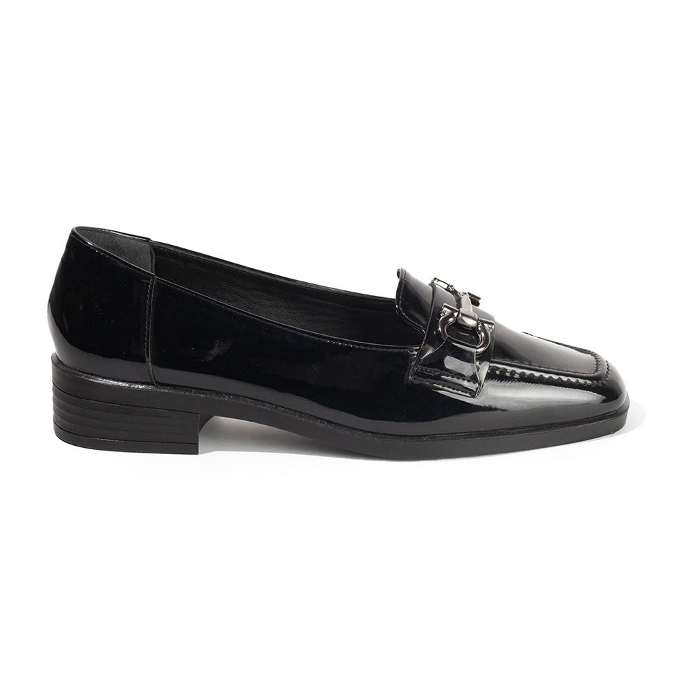 Women Black Vernis Leather Shoes #2595