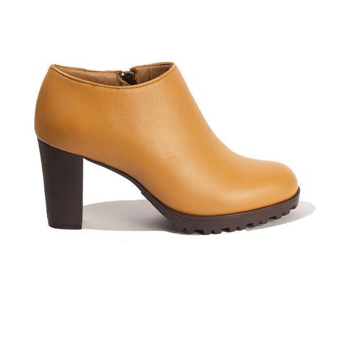 Women Beige Leather Heels #2624