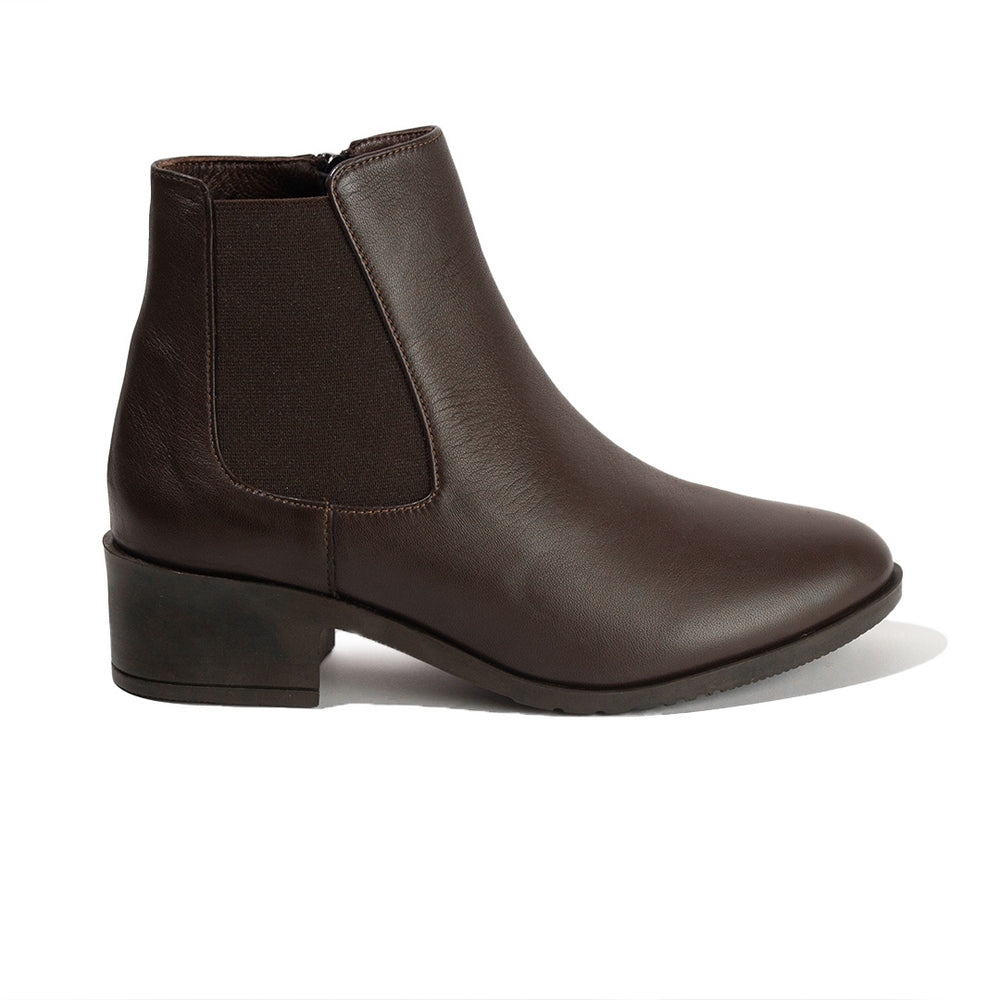 Women Brown Leather Half Boot #2632